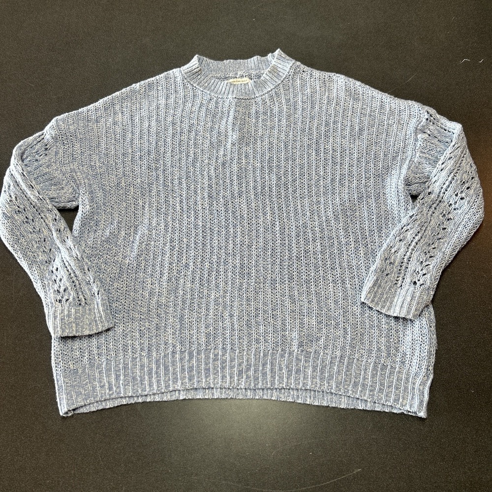 American Eagle Sweater Womens Size XS Oversized Open Knit Blue Sweater